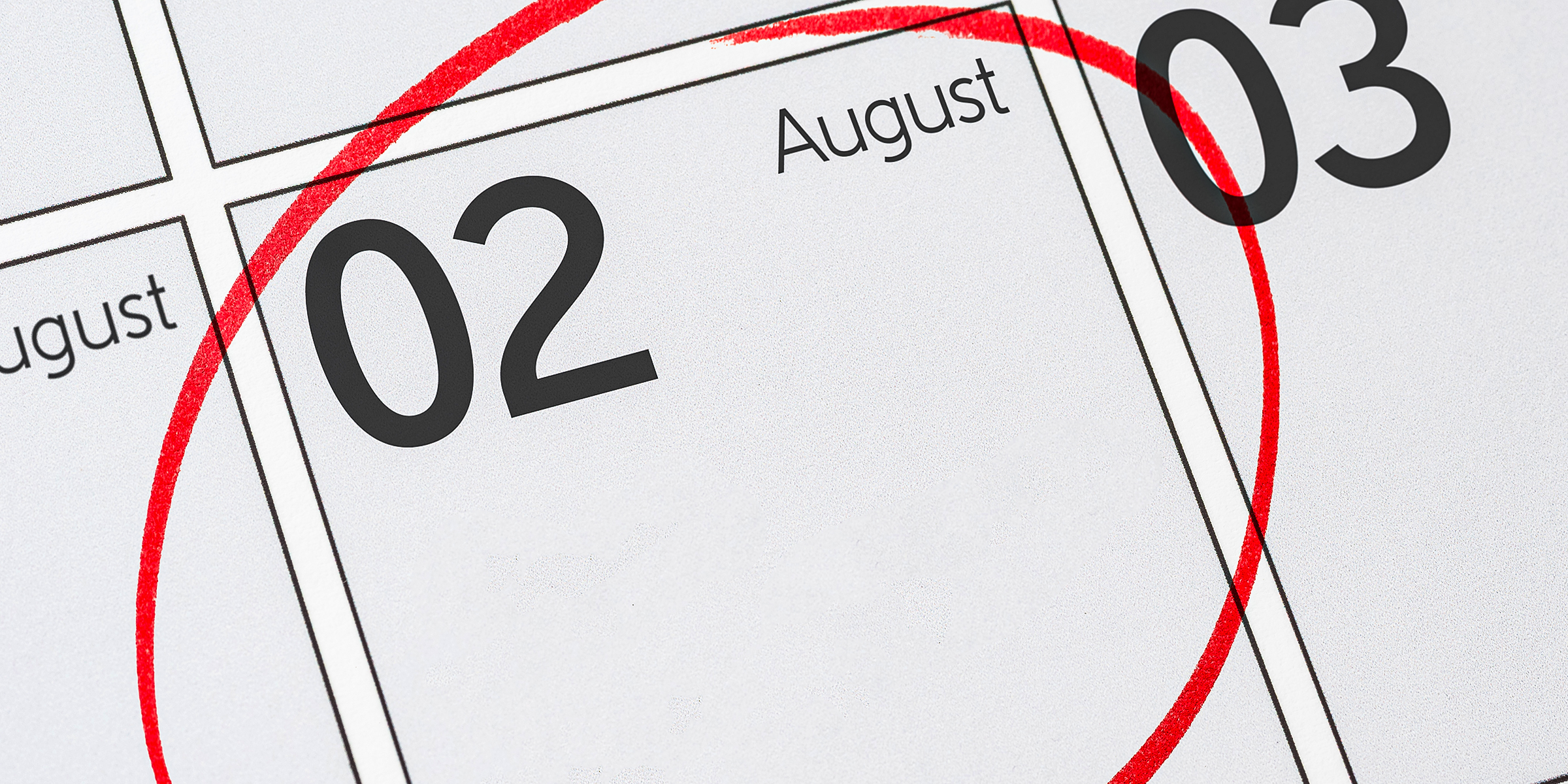 A close-up short of calendar dated August 2nd | Source: Shutterstock