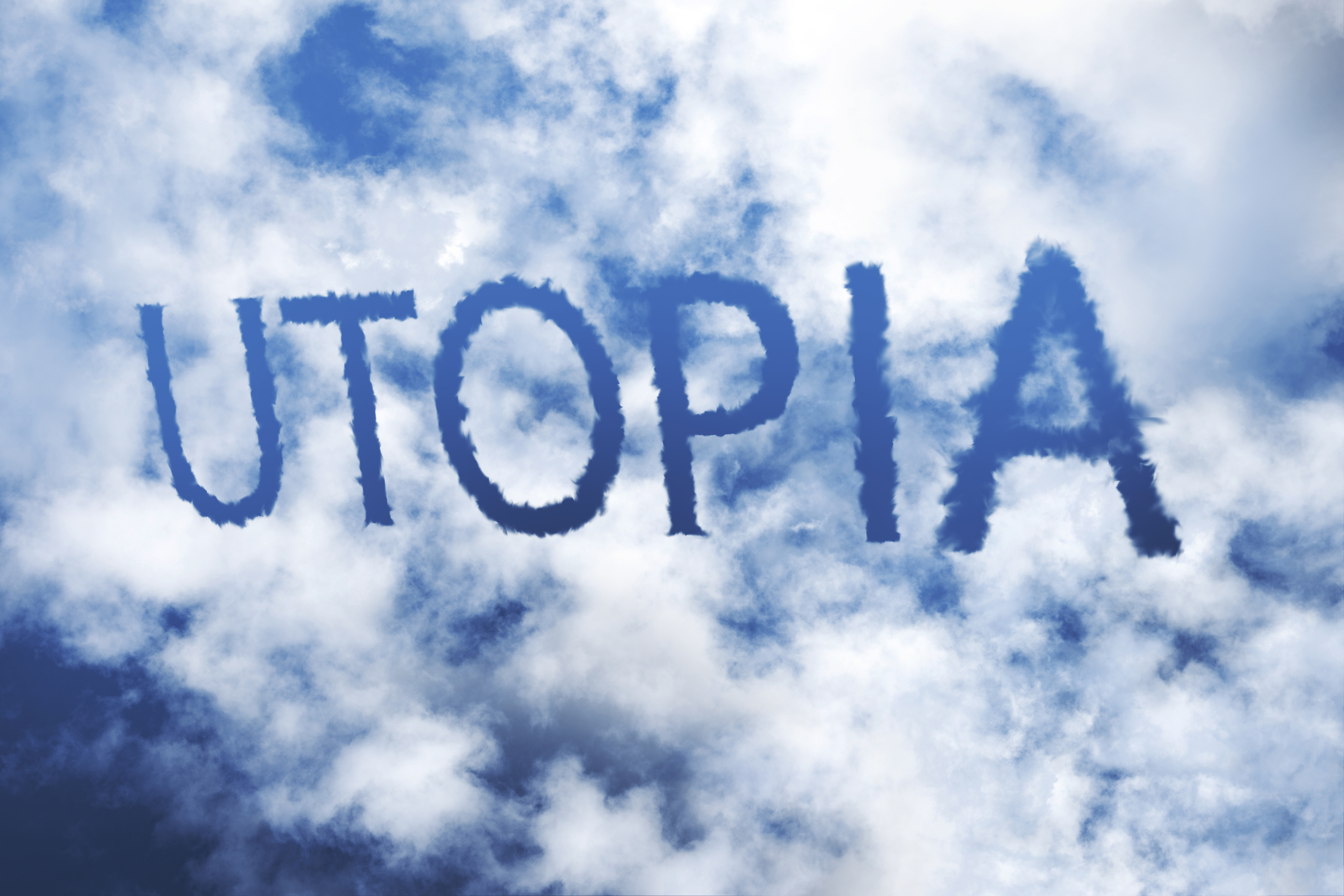 The word "Utopia" is written in the sky. | Source: Shutterstock